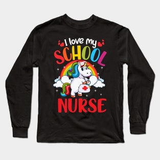 School Nurse Unicorn Shirts For kids boys girls Long Sleeve T-Shirt